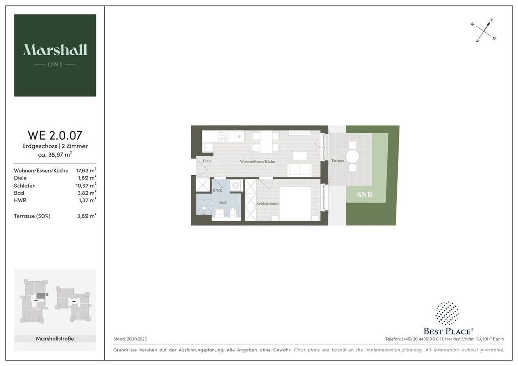 Престижная квартира 38 м2 в продажа Marshallstraße, 1, Берлин