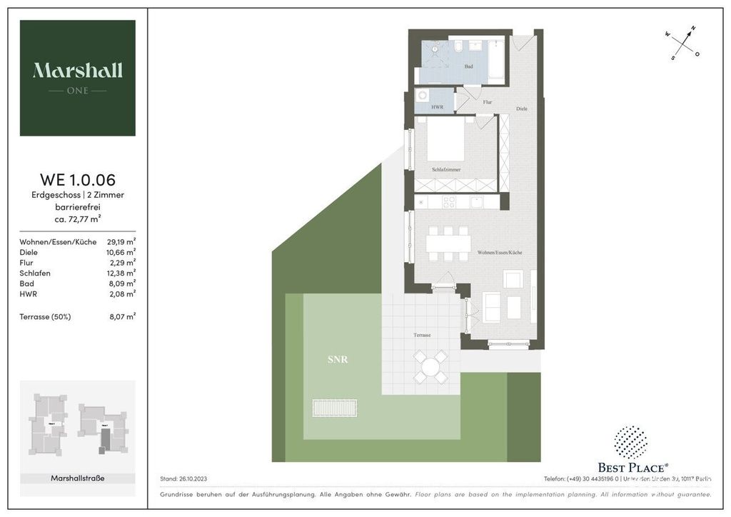 Элитная квартира 72 м2 в продажа Marshallstraße, 1, Берлин