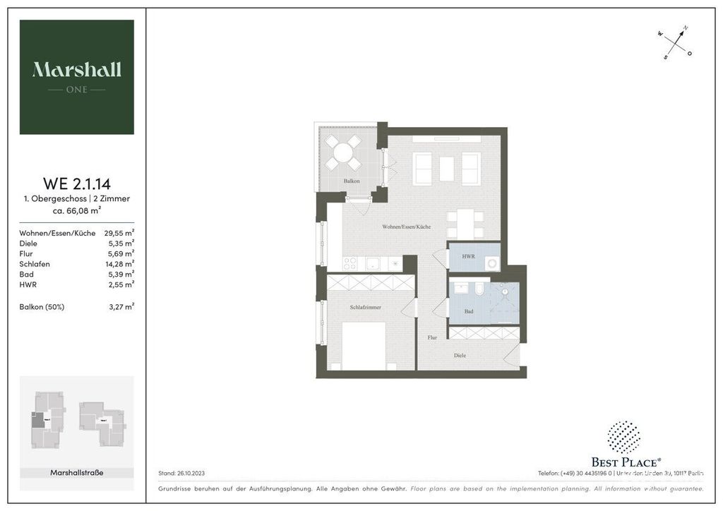 Элитная квартира 66 м2 в продажа Marshallstraße, 1, Берлин
