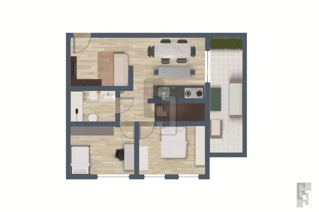 2-istabu dzīvoklis, 125 m²