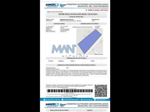 Grond in Manta, Cantón Manta